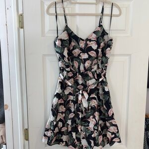 Express Pink and Green Floral Eyelet Dress